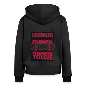 Vivre pour rouler Rouler pour vivre Skaterboy Skatepark - Sweat à capuche zippé Premium bio Femme - noir - Dos - Julia (174cm)