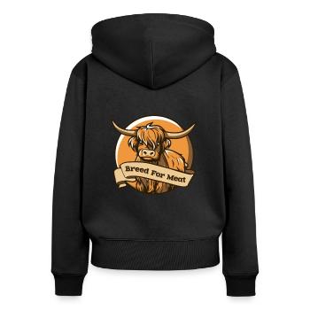 Race pour la viande Vache Highland Bovins écossais - Sweat à capuche zippé Premium bio Femme - noir - Dos - Julia (174cm)