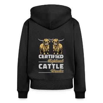 Certified Highland Cattle Breeder Breeder - Women's Premium Organic Zip Hoodie - black - Back - Julia (174cm)