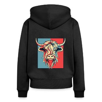Portrait Highland Cow Highland Heifer Highland - Women's Premium Organic Zip Hoodie - black - Back - Julia (174cm)