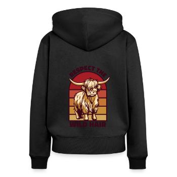Respectez l’éleveur de vaches Highland à poil sauvage - Sweat à capuche zippé Premium bio Femme - noir - Dos - Julia (174cm)