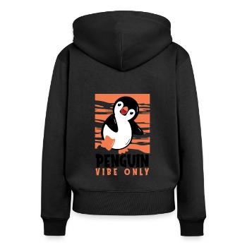 Penguin Vibe Only Seevogel Königspinguin Pinguin - Frauen Premium Bio Zip Hoodie - Schwarz - Hinten - Julia (174cm)