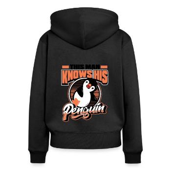 Cet homme connaît son pingouin manchot royal oiseau de mer - Sweat à capuche zippé Premium bio Femme - noir - Dos - Julia (174cm)