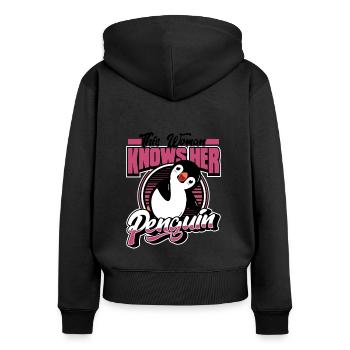 This Woman Knows Her Penguin Seevogel - Frauen Premium Bio Zip Hoodie - Schwarz - Hinten - Julia (174cm)
