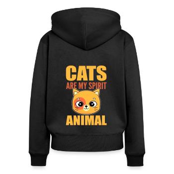 Cats Are My Spirit Animal Kätzchen Hauskatze Katze - Frauen Premium Bio Zip Hoodie - Schwarz - Hinten - Julia (174cm)