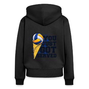 You Just Got Served Volleyballerin Volleyball - Frauen Premium Bio Zip Hoodie - Schwarz - Hinten - Julia (174cm)