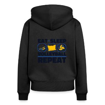 Eat Sleep Volleyball Repeat Volleyballerin - Frauen Premium Bio Zip Hoodie - Schwarz - Hinten - Julia (174cm)
