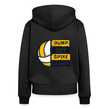 Bump Set Spike Repeat Volleyballfreak Volleyball - Frauen Premium Bio Zip Hoodie - Schwarz - Hinten - Julia (174cm)