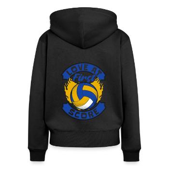 L’amour au premier score Joueur de volley-ball Volley-ball - Sweat à capuche zippé Premium bio Femme - noir - Dos - Julia (174cm)