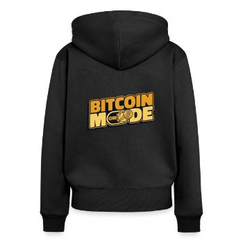 Mode Bitcoin Sur Blockchain Crypto Crypto - Sweat à capuche zippé Premium bio Femme - noir - Dos - Julia (174cm)