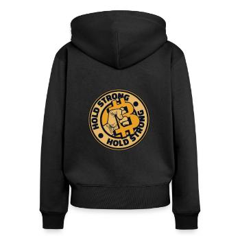 Hold Strong Blockchain Crypto Kryptowährung - Frauen Premium Bio Zip Hoodie - Schwarz - Hinten - Julia (174cm)