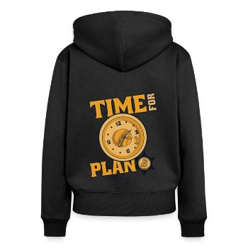 Time For Plan Bitcoin Kryptowährung Blockchain - Frauen Premium Bio Zip Hoodie - Schwarz - Hinten - Julia (174cm)