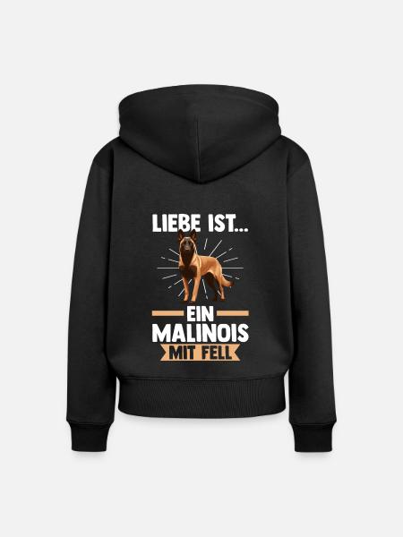 Belgischer Schäferhund Hund Malinois - Frauen Premium Bio Zip Hoodie - Schwarz