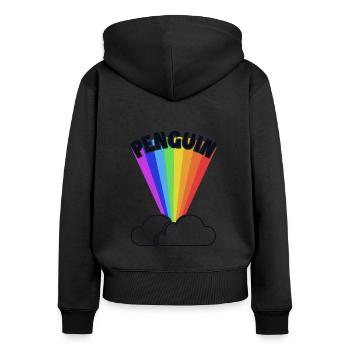 Pingouin Arc-en-ciel Empereur Pingouin Oiseau de mer - Sweat à capuche zippé Premium bio Femme - noir - Dos - Julia (174cm)