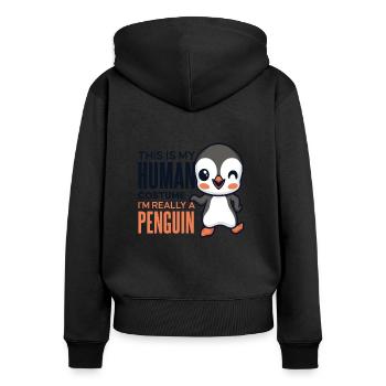 C’est mon costume humain oiseau de mer manchot royal - Sweat à capuche zippé Premium bio Femme - noir - Dos - Julia (174cm)