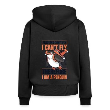 Les pingouins ne peuvent pas voler Je ne peux pas voler Manchot royal - Sweat à capuche zippé Premium bio Femme - noir - Dos - Julia (174cm)