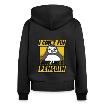 I Can't Fly Just Like A Penguin Königspinguin - Frauen Premium Bio Zip Hoodie - Schwarz - Hinten - Julia (174cm)