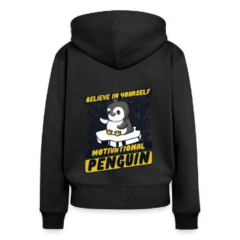 Croyez en vous Motivation Pingouin Oiseau de mer - Sweat à capuche zippé Premium bio Femme - noir - Dos - Julia (174cm)