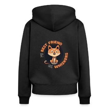 My Best Friend Has Whiskers Domestic Cat Kitty - Women's Premium Organic Zip Hoodie - black - Back - Julia (174cm)