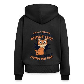 I Learned From My Cat Kitten Domestic Cat - Women's Premium Organic Zip Hoodie - black - Back - Julia (174cm)
