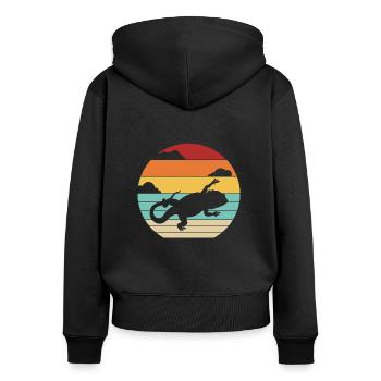 Retro Pogona Pet Lizard Owner Bearded Dragon - Women's Premium Organic Zip Hoodie - black - Back - Julia (174cm)