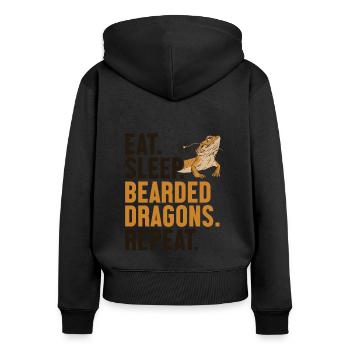 Eat Sleep Bearded Dragons Repeat Pogona Pet - Women's Premium Organic Zip Hoodie - black - Back - Julia (174cm)