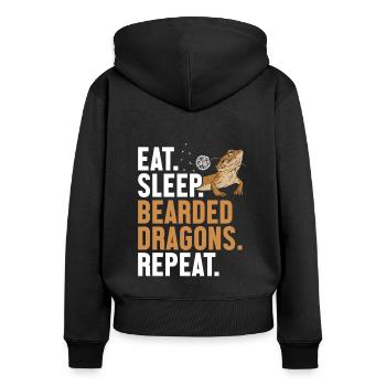 Eat Sleep Bearded Dragons Repeat Pogona Pet - Women's Premium Organic Zip Hoodie - black - Back - Julia (174cm)