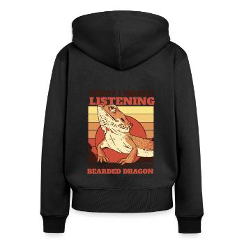 Was Thinking About My Bearded Dragon Pogona - Women's Premium Organic Zip Hoodie - black - Back - Julia (174cm)