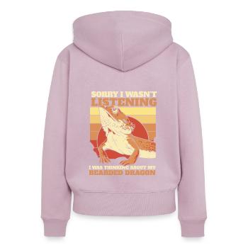 Was Thinking About My Bearded Dragon Pogona - Women's Premium Organic Zip Hoodie - dusky pink - Back - Julia (174cm)