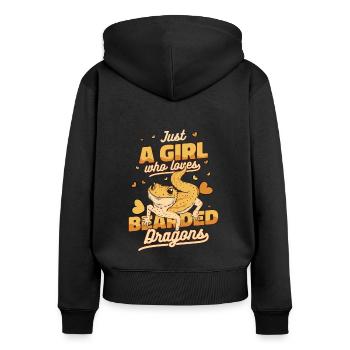 Girl Who Loves Bearded Dragons Pogona Lizard - Women's Premium Organic Zip Hoodie - black - Back - Julia (174cm)