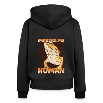 Impress Me Human Pogona Pet Lizard Owner Bearded - Women's Premium Organic Zip Hoodie - black - Back - Julia (174cm)