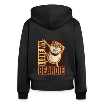Ich liebe meine Beardie Pogona Eidechse Haustierbesitzer Bärtig - Frauen Premium Bio Zip Hoodie - Schwarz - Hinten - Julia (174cm)