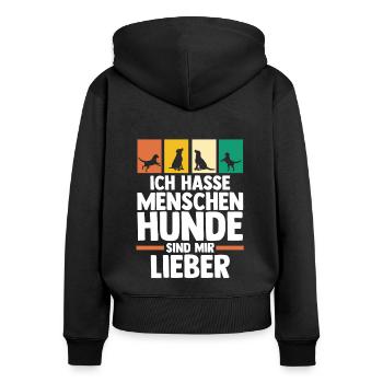 Hund Hundebesitzer Hundehalter Hundemotiv Hunde - Frauen Premium Bio Zip Hoodie - Schwarz - Hinten - Julia (174cm)
