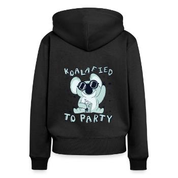 Koalafied To Party Koalabear Amoureux de l’eucalyptus - Sweat à capuche zippé Premium bio Femme - noir - Dos - Julia (174cm)