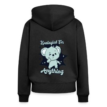 Koalafied For Anything Koalabear Amoureux de l'eucalyptus - Sweat à capuche zippé Premium bio Femme - noir - Dos - Julia (174cm)