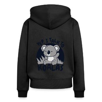 Oui, je parle à Koalas Koalabear Phascolarctos - Sweat à capuche zippé Premium bio Femme - noir - Dos - Julia (174cm)