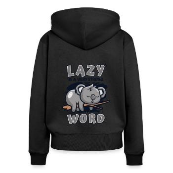 Paresseux est un mot très fort Koalabear Eucalyptus - Sweat à capuche zippé Premium bio Femme - noir - Dos - Julia (174cm)