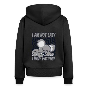 Je ne suis pas paresseux, j’ai de la patience, Koalabear, Eucalyptus - Sweat à capuche zippé Premium bio Femme - noir - Dos - Julia (174cm)