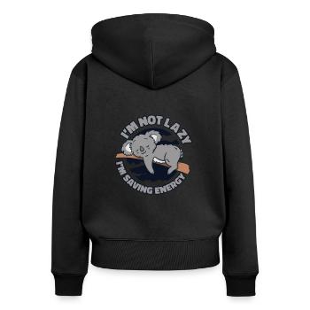Not Lazy Saving Energy Koalabear Eucalyptus Koala - Women's Premium Organic Zip Hoodie - black - Back - Julia (174cm)