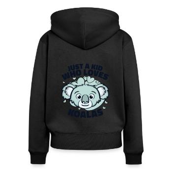 Nur ein Kind, das Koalas liebt Koalabär Eukalyptus - Frauen Premium Bio Zip Hoodie - Schwarz - Hinten - Julia (174cm)