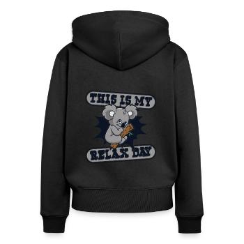 This Is My Relax Day Koalabear Eucalyptus Lover - Women's Premium Organic Zip Hoodie - black - Back - Julia (174cm)