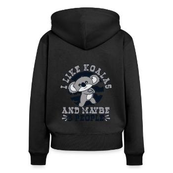 J’aime les koalas et peut-être 3 personnes koalabear - Sweat à capuche zippé Premium bio Femme - noir - Dos - Julia (174cm)