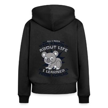 Tout ce que j’ai besoin de savoir sur la vie Koalabear - Sweat à capuche zippé Premium bio Femme - noir - Dos - Julia (174cm)