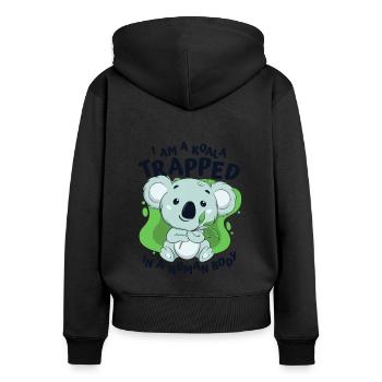 Je suis un koala piégé dans un corps humain Koalabear - Sweat à capuche zippé Premium bio Femme - noir - Dos - Julia (174cm)