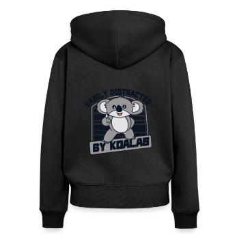 Leicht abgelenkt von Koalas Koalabär Eukalyptus - Frauen Premium Bio Zip Hoodie - Schwarz - Hinten - Julia (174cm)