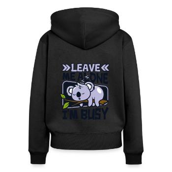 Laisse-moi tranquille, je suis occupé Koalabear Eucalyptus - Sweat à capuche zippé Premium bio Femme - noir - Dos - Julia (174cm)