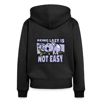 Being Lazy Is Not Easy Koalabear Eucalyptus Koala - Women's Premium Organic Zip Hoodie - black - Back - Julia (174cm)