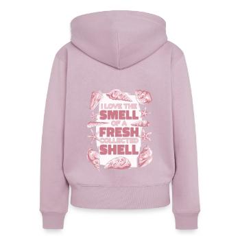 Geruch einer frisch gesammelten Muschelmuschel - Frauen Premium Bio Zip Hoodie - Altrosa - Hinten - Julia (174cm)