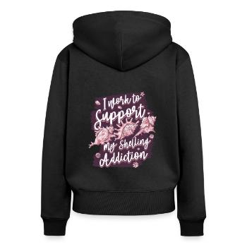 Travailler pour soutenir la dépendance aux bombardements Coquillage Coquillage - Sweat à capuche zippé Premium bio Femme - noir - Dos - Julia (174cm)