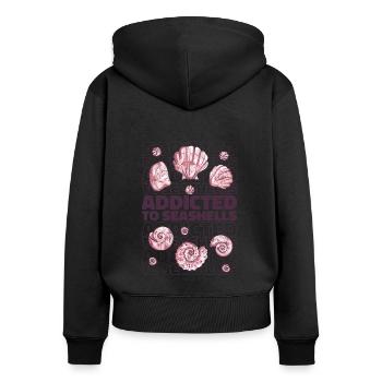 Accro aux coquillages Bivalvia Coquillage Coquillage - Sweat à capuche zippé Premium bio Femme - noir - Dos - Julia (174cm)
